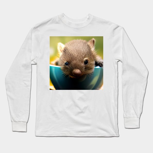 Wombat in a tea cup Long Sleeve T-Shirt by J7Simpson